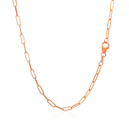 Cadena de eslabones ovalados delicada de oro rosa de 14K (2.1mm)