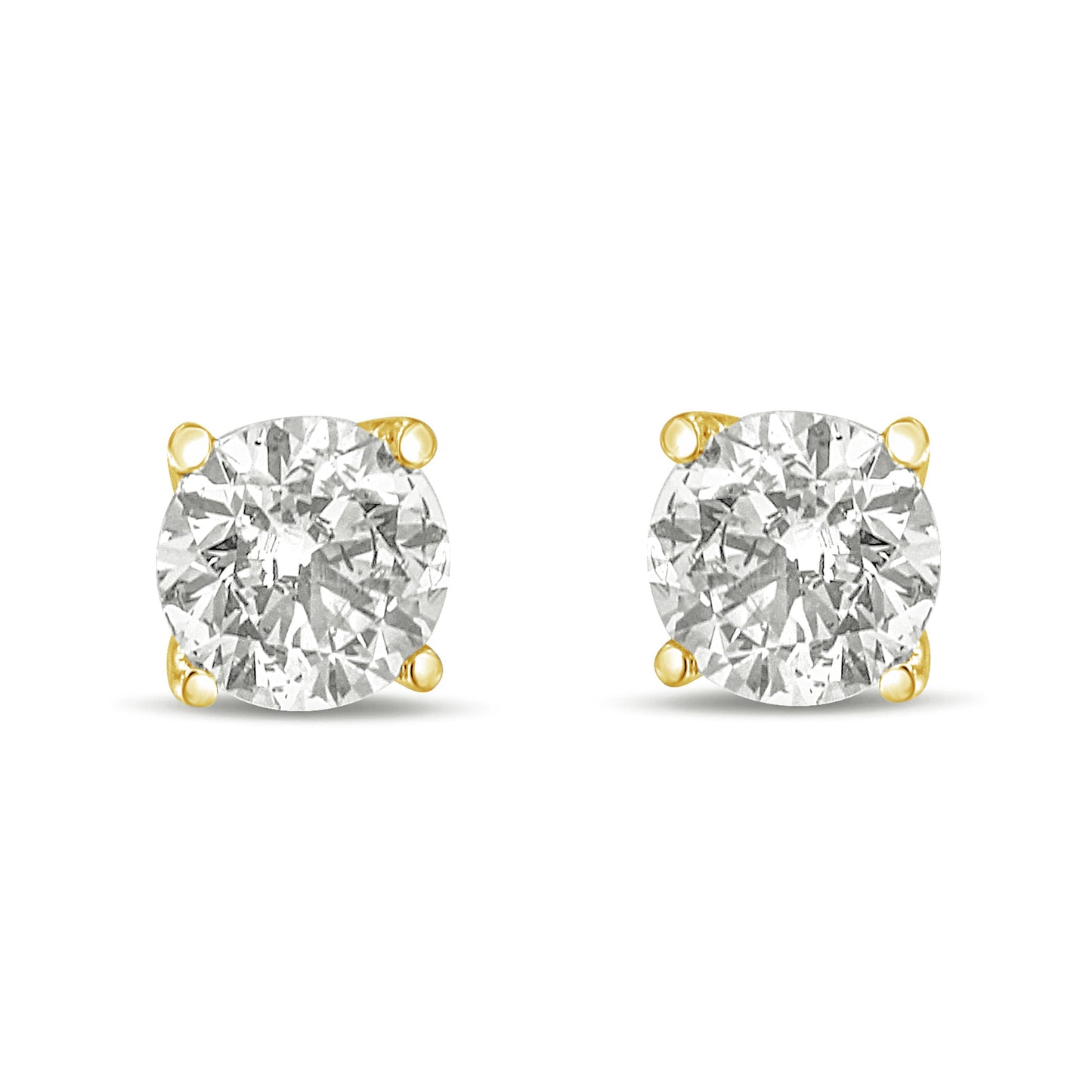 Pendientes solitario clásicos de oro blanco de 14 quilates con diamantes blancos cultivados en laboratorio de talla brillante redonda de 1,0 quilates (color F-G, claridad VS1-VS2)