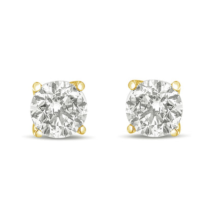 Pendientes solitario clásicos de oro blanco de 14 quilates con diamantes blancos cultivados en laboratorio de talla brillante redonda de 1,0 quilates (color F-G, claridad VS1-VS2)
