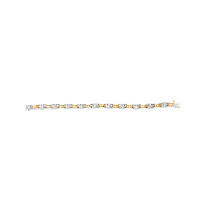 Pulsera de 7" de oro de 14K de dos tonos con eslabones y diamantes de corte princesa de 1,00 Cttw (color H-I, claridad SI1-SI2)
