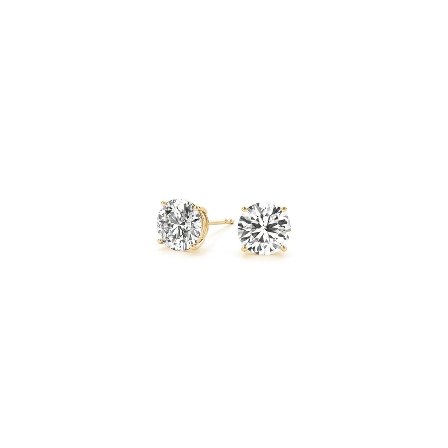 Aretes de diamante redondo cultivado en laboratorio de 1 quilate total certificado IGI de oro amarillo de 14k (G/VS2)