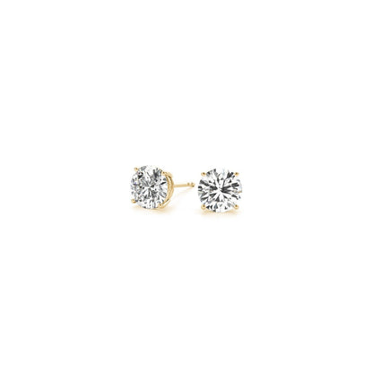 Aretes de diamante redondo cultivado en laboratorio de 1 quilate total certificado IGI de oro amarillo de 14k (G/VS2)