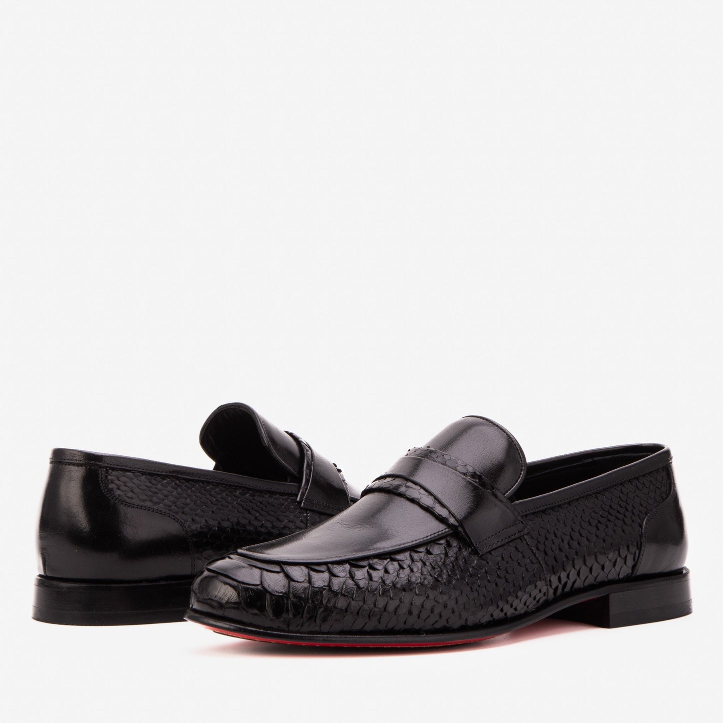 The Aurelio Black Python & Baby Buffalo Leather Penny Loafer