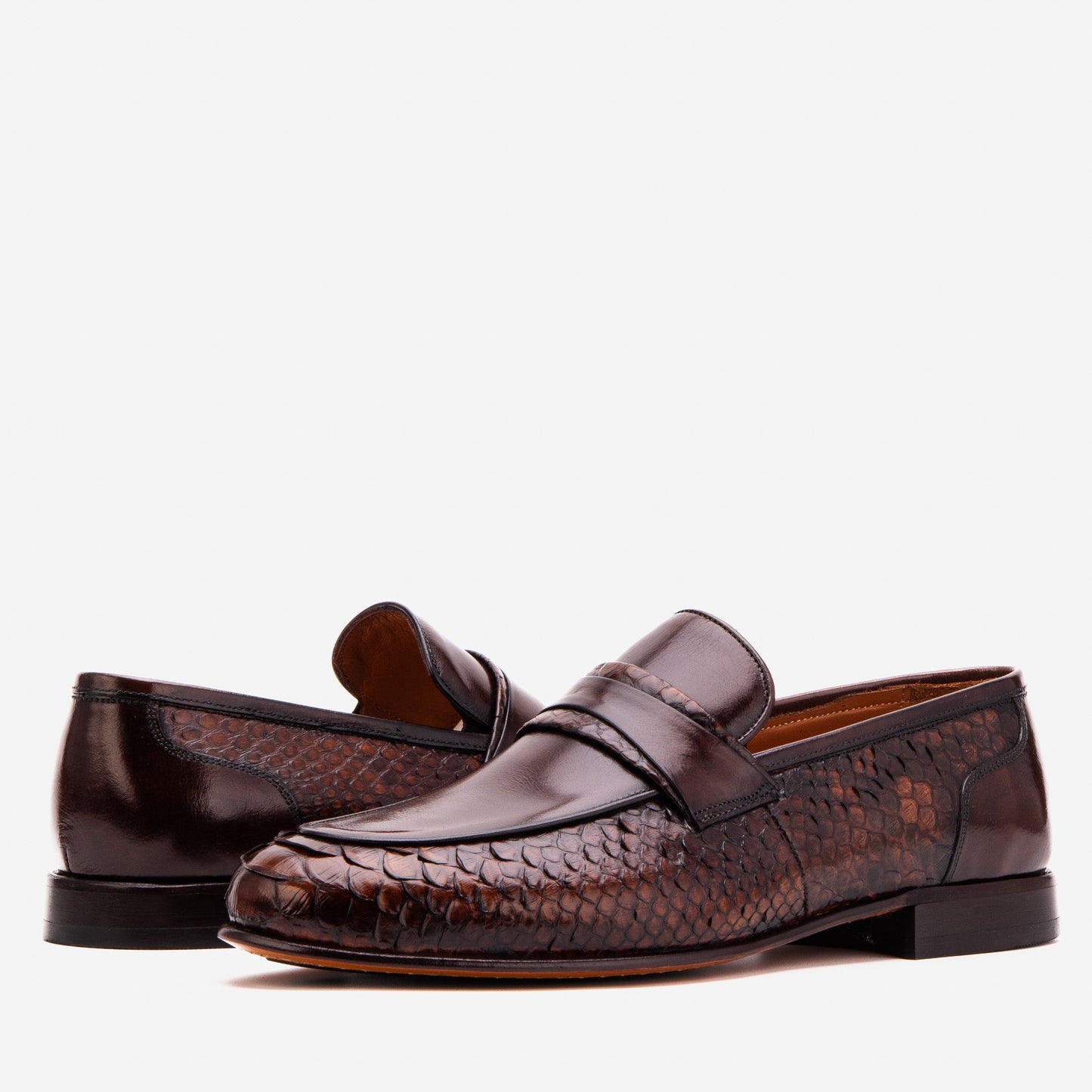 The Aurelio Brown Python & Baby Buffalo Leather Penny Loafer