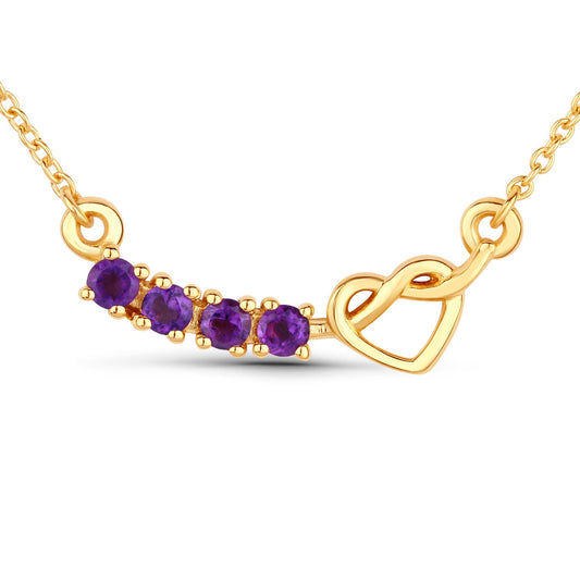 Collar de Plata Fina .925 con Amatista Genuina de 0.24 Quilates