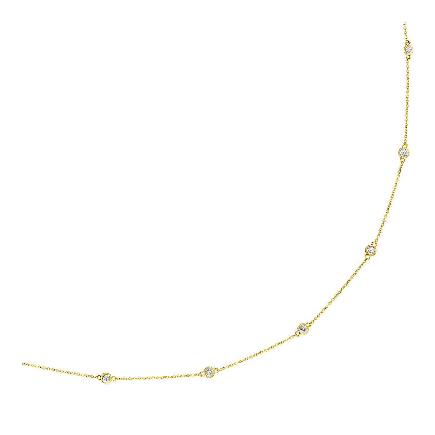 Collar tipo estación de oro amarillo de 14k con diamantes redondos