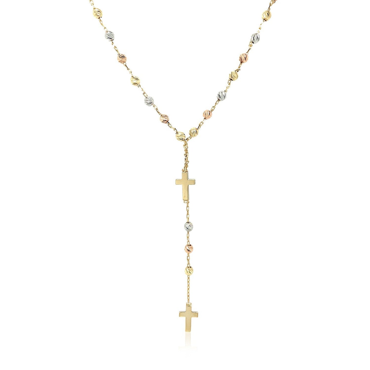 Cadena de Rosario de Oro Tricolor de 14k