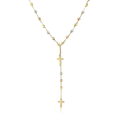 Cadena de Rosario de Oro Tricolor de 14k