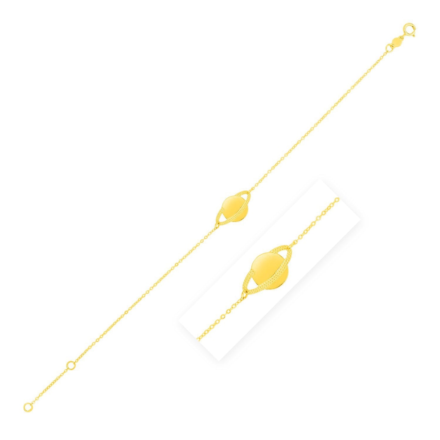 Pulsera Saturno de Oro Amarillo de 14K