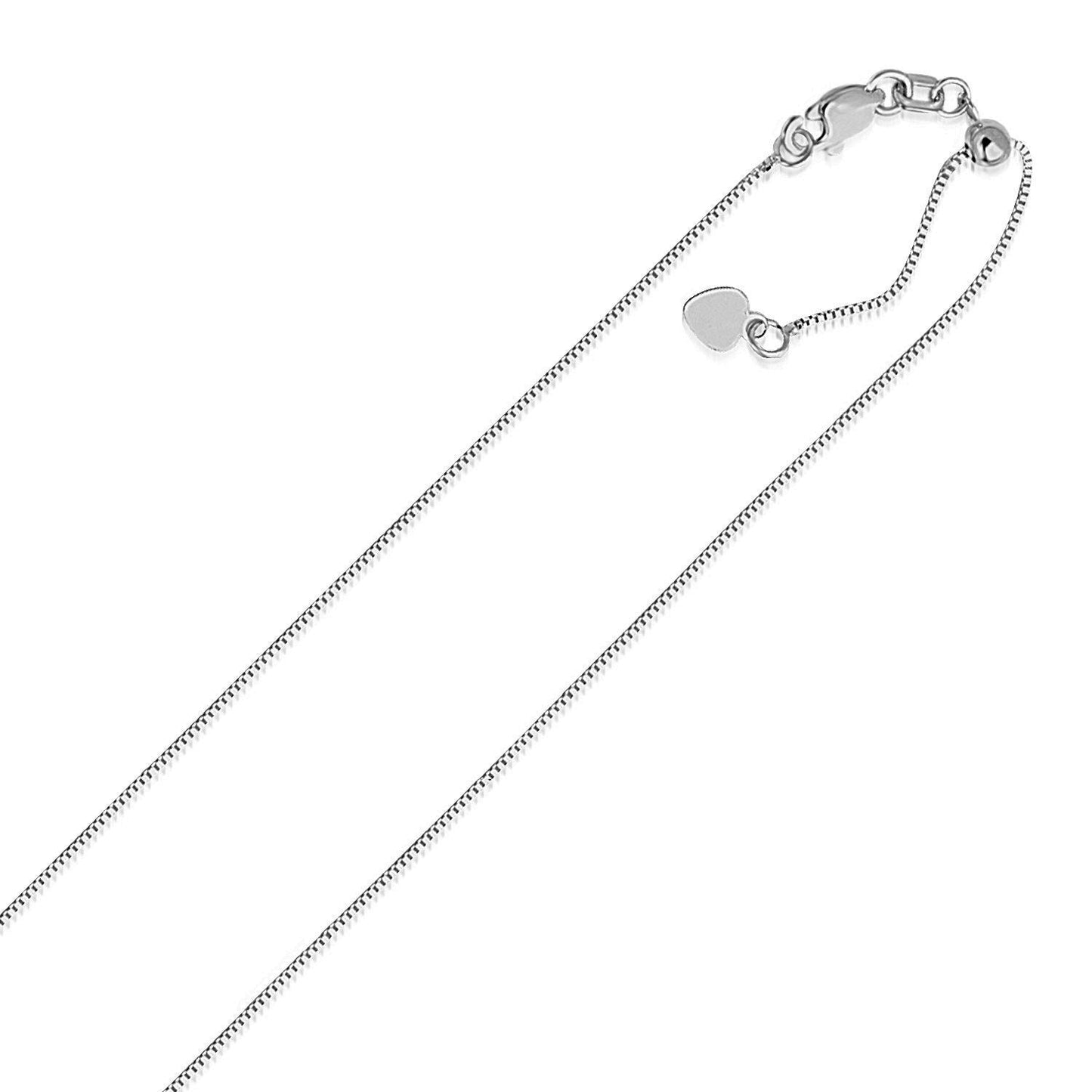 Cadena de caja ajustable de oro blanco de 14k de 0.7mm
