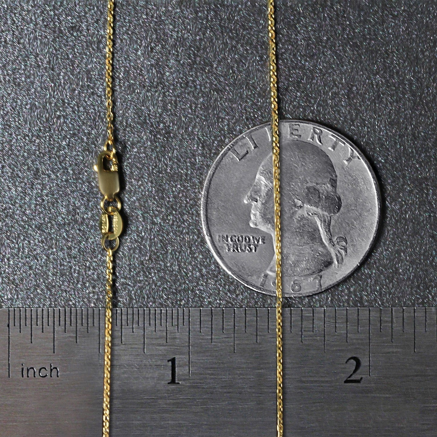 Cadena de eslabones tipo cable con corte de diamante de oro amarillo de 14k y 0.8mm