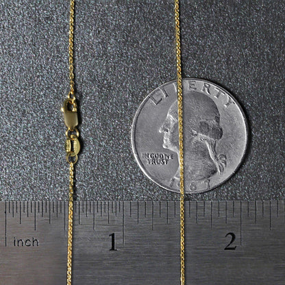 Cadena de eslabones tipo cable con corte de diamante de oro amarillo de 14k y 0.8mm
