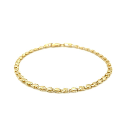 Pulsera de corazón de oro amarillo de 14k de 2.9mm