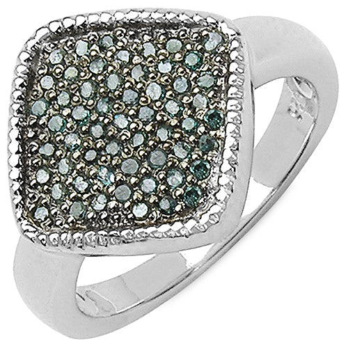 0.28 Carat Genuine Blue Diamond .925 Sterling Silver Ring