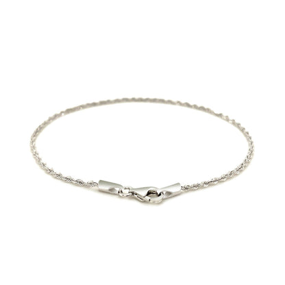Pulsera de soga de oro blanco de 14k macizo con corte de diamante de 1.5mm
