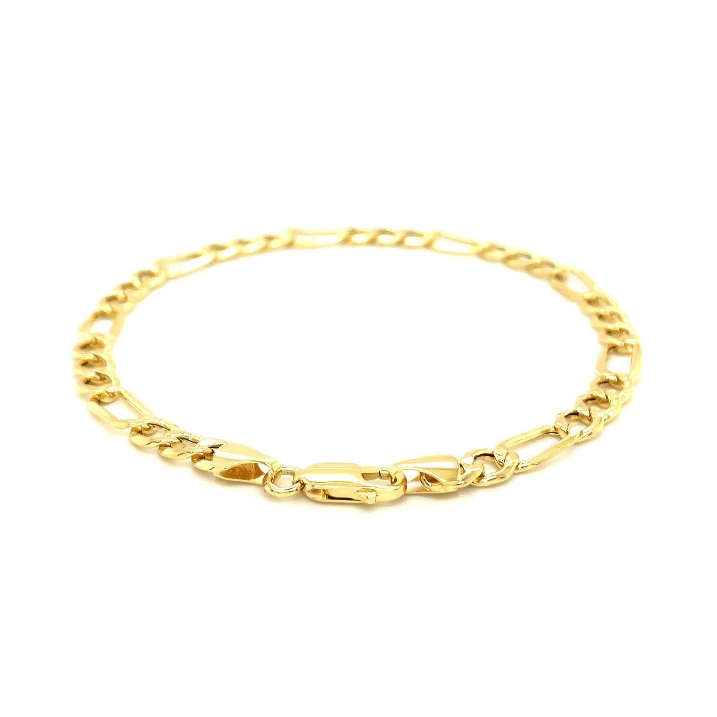 Pulsera Figaro Fina de Oro Amarillo de 14k y 5.4mm