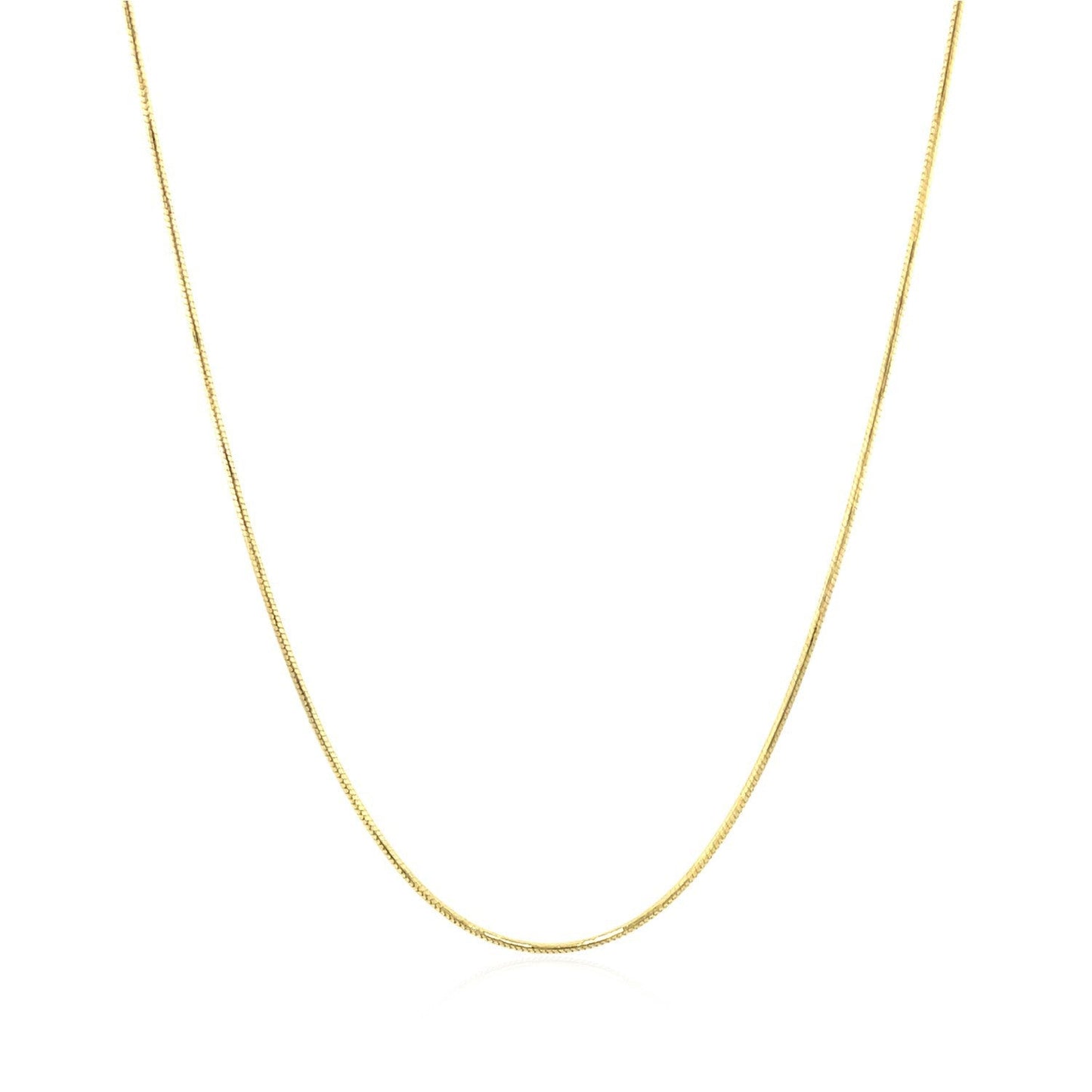 Cadena redonda de serpiente de oro amarillo de 14k de 0.7mm