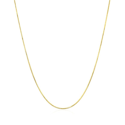 Cadena redonda de serpiente de oro amarillo de 14k de 0.7mm