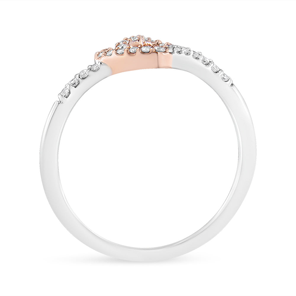 Anillo de promesa de corazón abierto de oro rosa de 14 quilates y plata de ley 925 con baño de oro, diamantes de talla redonda de 1/5 quilates (color I-J, claridad I2-I3) - Talla 7