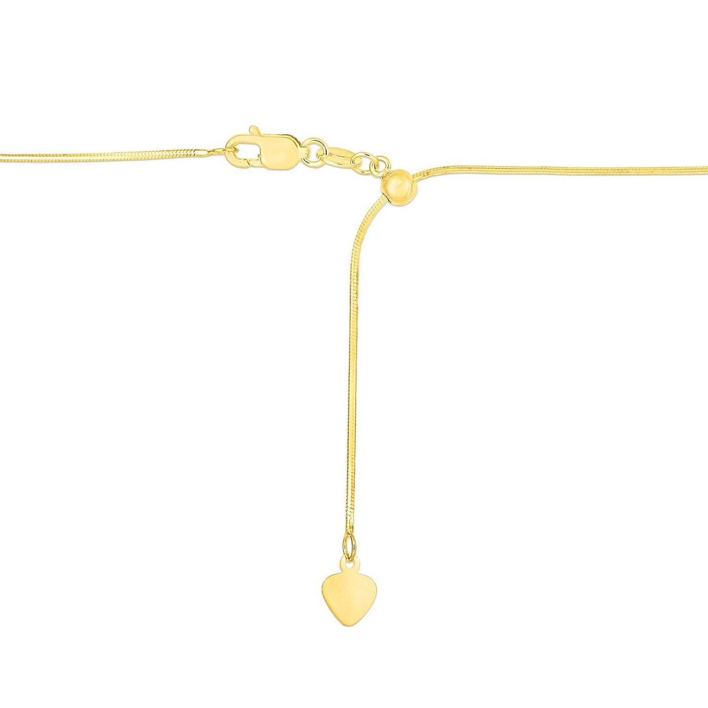 Cadena de serpiente ajustable de oro amarillo de 14k de 0,85 mm