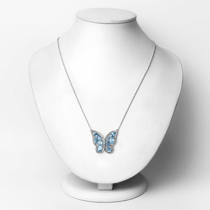 Collar de plata de ley .925 con topacio azul suizo auténtico de 5,54 quilates