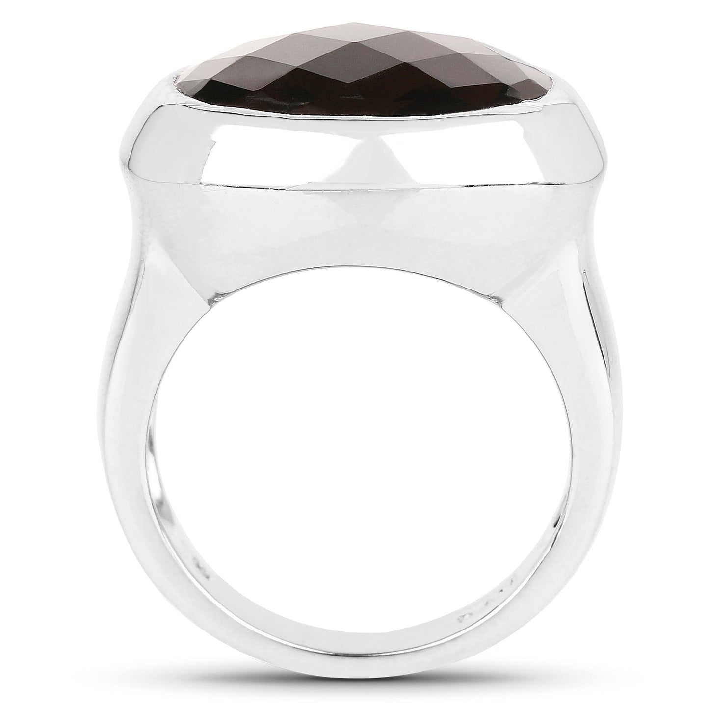 Anillo de plata de ley .925 con cuarzo ahumado auténtico de 7.90 quilates