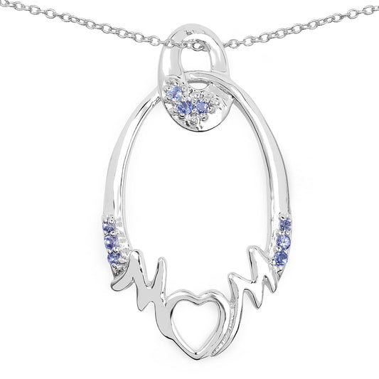 Colgante de plata de ley .925 con tanzanita auténtica de 0,18 quilates
