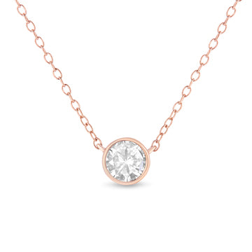 Collar con colgante biselado de diamantes de 0,50 quilates en plata de ley .925 de 45,72 cm (color I-J, claridad I2-I3)