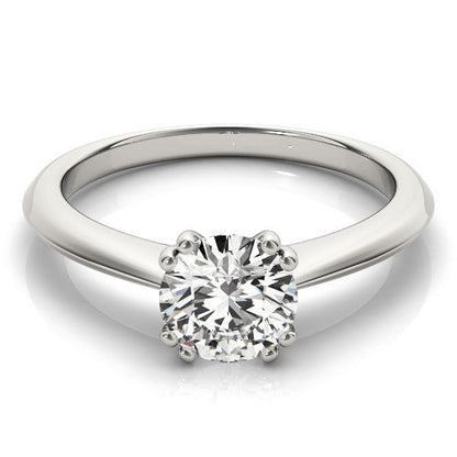 Anillo de compromiso con solitario de diamante engarzado en doble garra de oro blanco de 14k (1 quilate peso total)