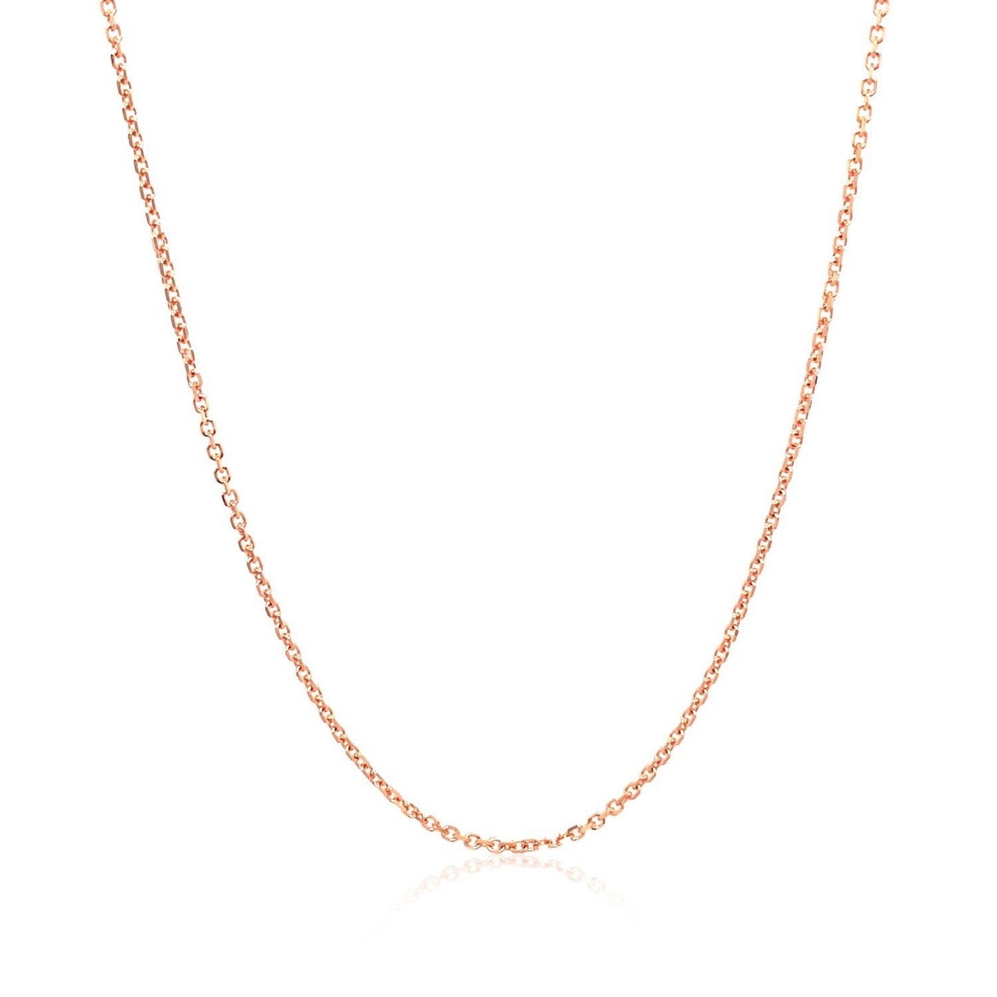 Cadena de eslabones tipo cable de 1,1 mm, oro rosa de 14k, corte diamante