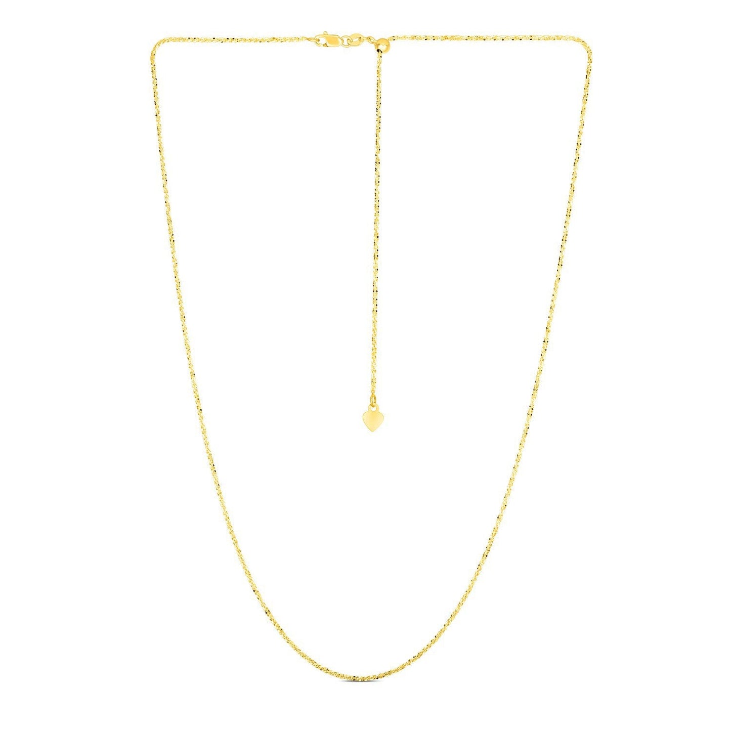 Cadena ajustable de oro amarillo de 14k con brillo, 1.5mm
