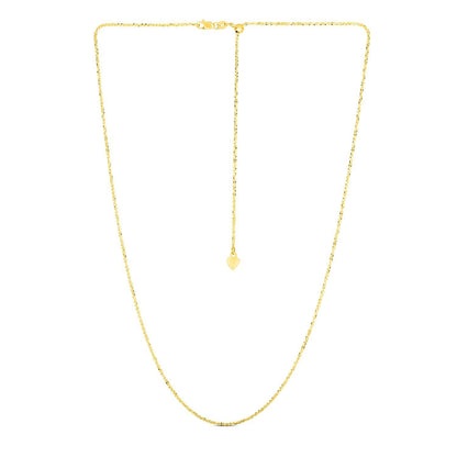 Cadena ajustable de oro amarillo de 14k con brillo, 1.5mm