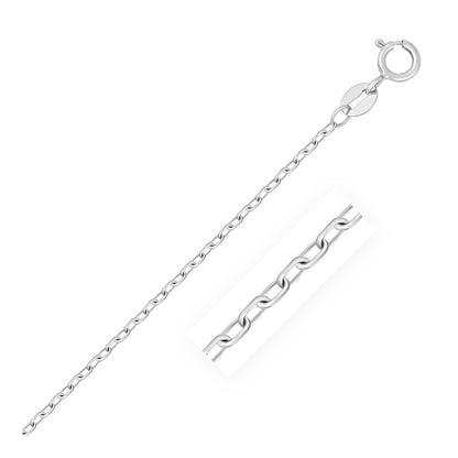 Cadena de eslabones de cable facetada de oro blanco de 14k de 1.3mm