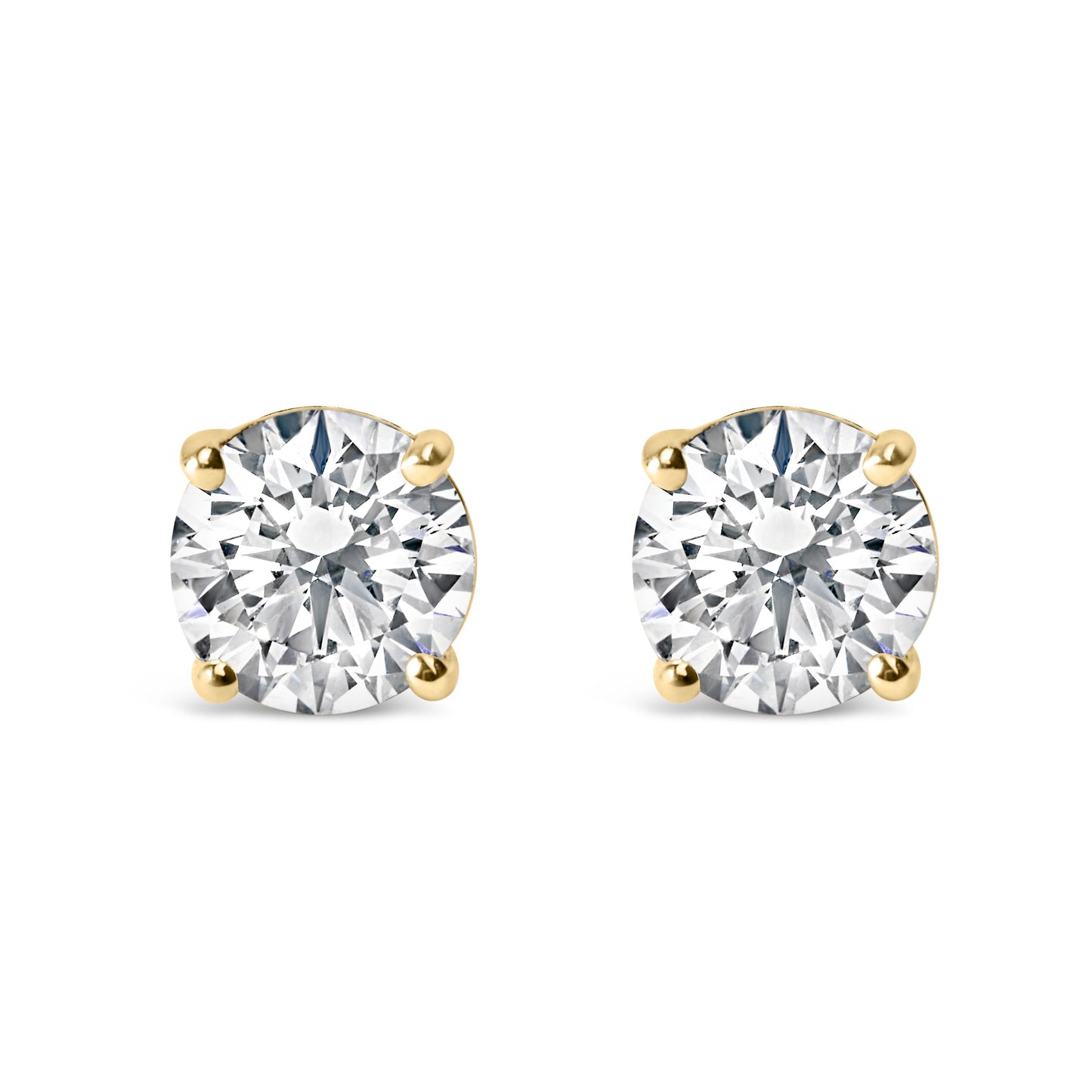 Pendientes de tuerca clásicos de oro blanco de 14 quilates, con 2.00 quilates de diamantes redondos de talla brillante cultivados en laboratorio, con 4 garras y cierre de rosca (color F-G, claridad VVS2-VS1)