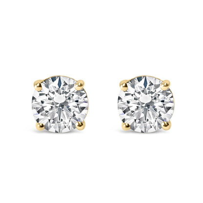 Pendientes de tuerca clásicos de oro blanco de 14 quilates, con 2.00 quilates de diamantes redondos de talla brillante cultivados en laboratorio, con 4 garras y cierre de rosca (color F-G, claridad VVS2-VS1)