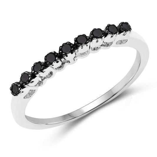 Anillo de Plata de Ley .925 con Diamantes Múltiples Genuinos de 0.32 Quilates