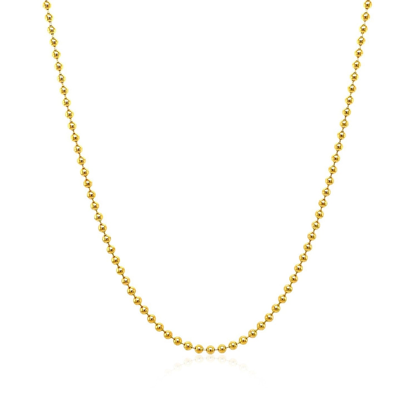 Cadena de bolas de oro amarillo de 18k de 1,5 mm (1,50 mm)