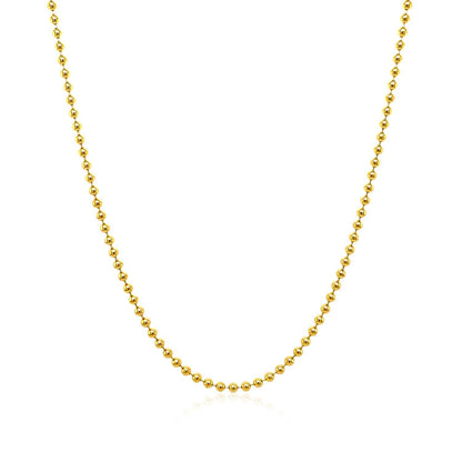 Cadena de bolas de oro amarillo de 18k de 1,5 mm (1,50 mm)