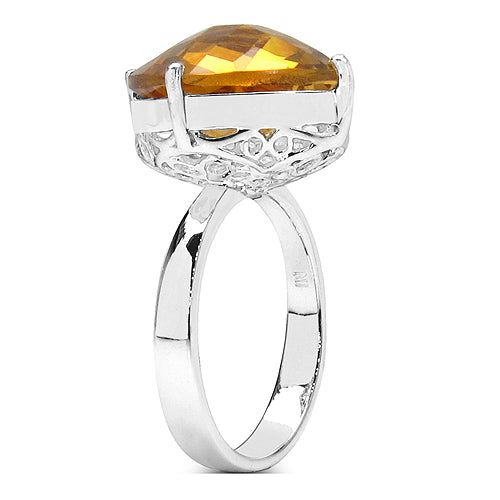 Anillo de plata de ley .925 con citrino genuino de 9.05 quilates