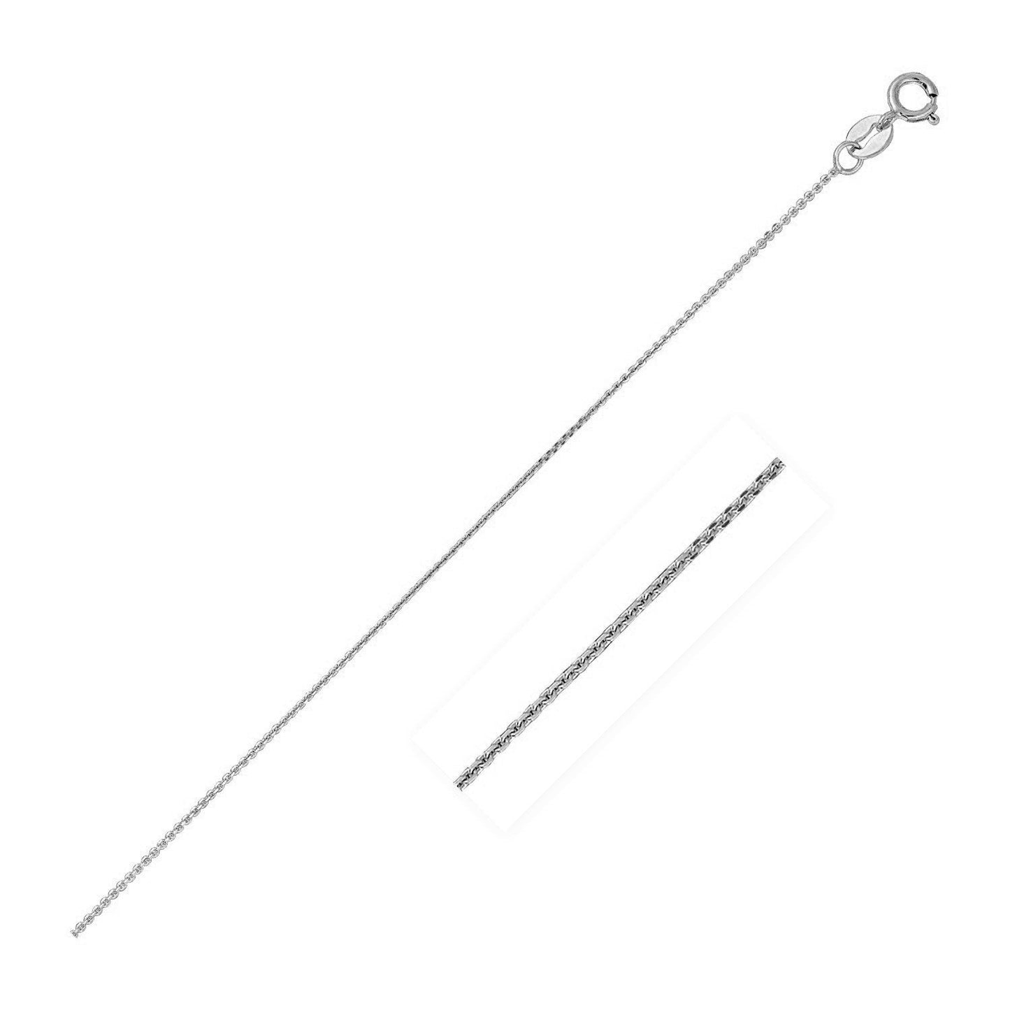 Cadena de Eslabones de Cable con Corte de Diamante de Oro Blanco de 14k 0.8mm