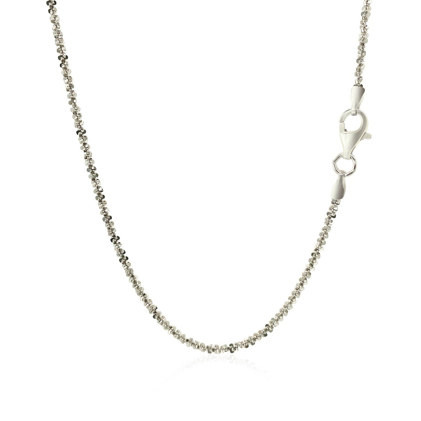 Cadena estilo brillo de plata esterlina de 1.7 mm bañada en rodio