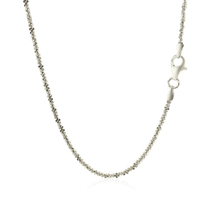 Cadena estilo brillo de plata esterlina de 1.7 mm bañada en rodio