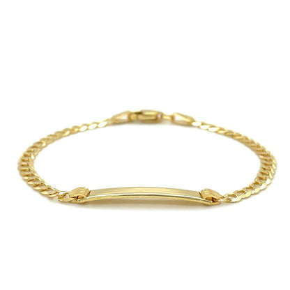 Pulsera de identificación infantil de oro amarillo de 14k estilo eslabón cubano