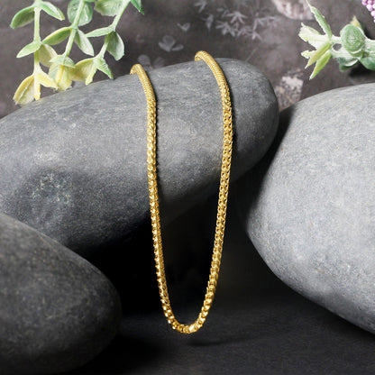 Cadena Franco redonda de 2.2mm de oro macizo amarillo de 14k con corte de diamante