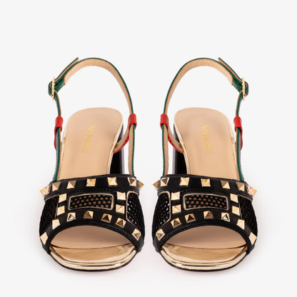 The Linea Black Leather Women Slingback Sandal