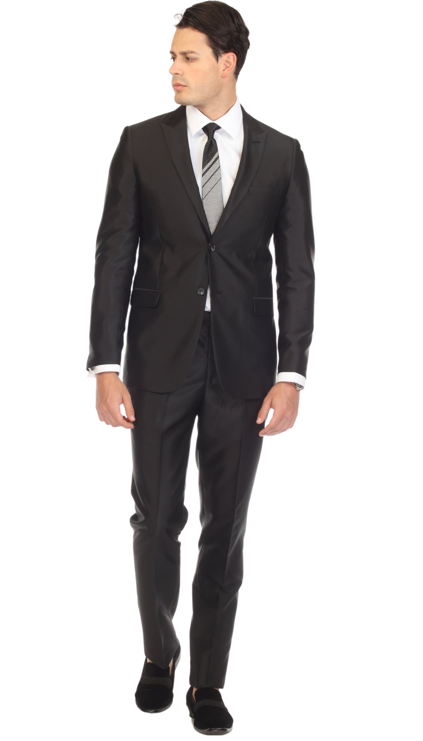 Oxford Black Sharkskin Slim Fit 2 Piece Suit