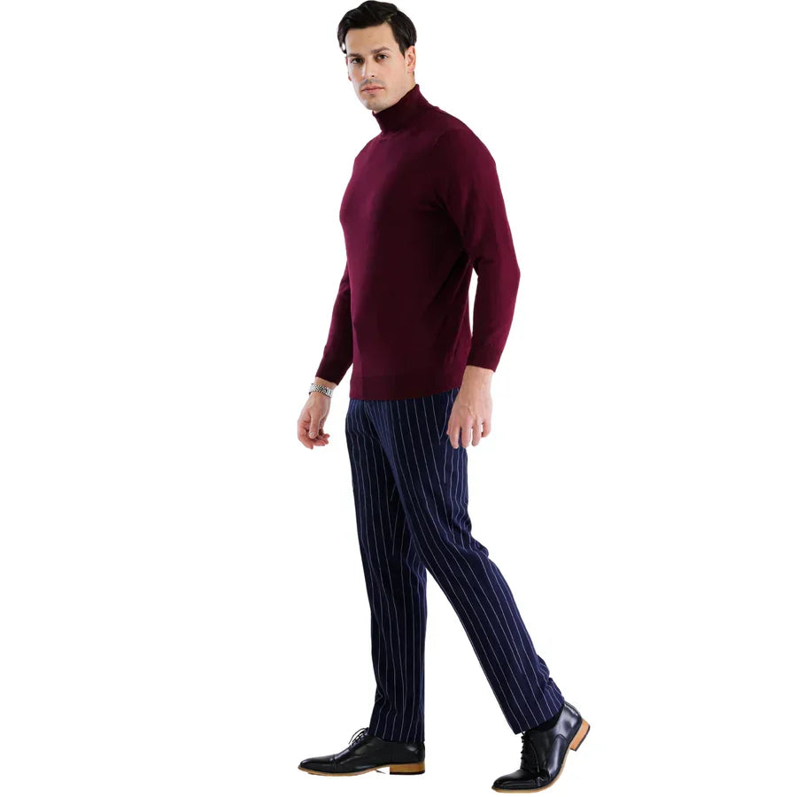 Mens Burgundy Pullover Turtleneck Sweater