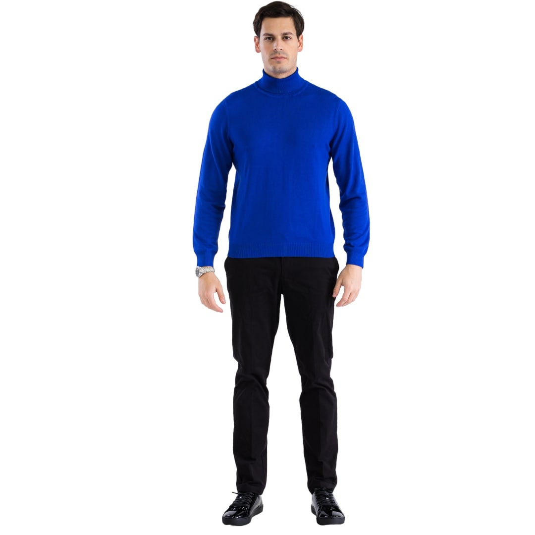 Mens Indigo Pullover Turtleneck Sweater