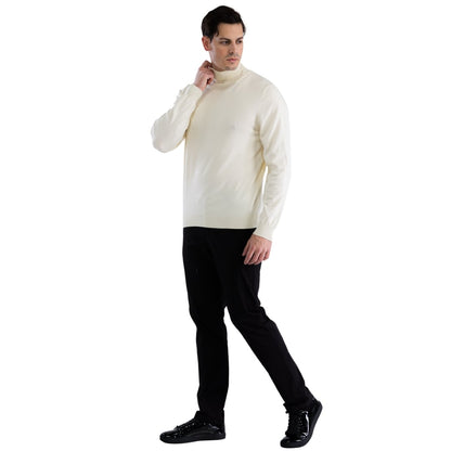 Mens Off-white Pullover Turtleneck Sweater