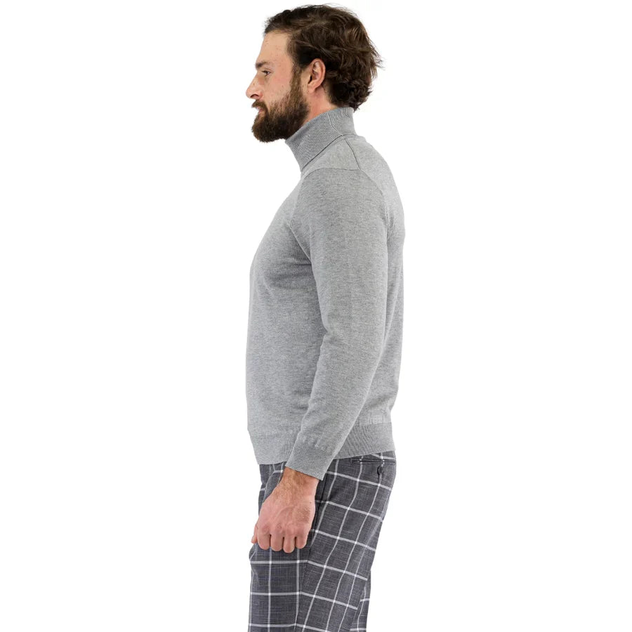 Mens Grey Pullover Turtleneck Sweater